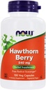 NOW Hawthorn Berry 540mg, 100 capsule di veg (Pack of 4)