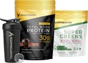 Polvere di proteina di cioccolato di trasformazione, Super Greens Superfood Polvere di succo verde e bottiglia di Shaker isolato di prestazione
