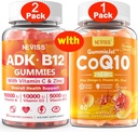 NEVISS 2Pack Vitamin ADK con B12 Gummies + 1Pack CoQ10-250mg Filled Gummies