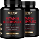 Vitamina B Complex - Contiene tutte le vitamine B essenziali - B1, B2, B3, B5, B6, B7, B9, B12 e Biotin - Super B Vitamine complesse per l'energia, Supporto per l'immunità - 180 compresse