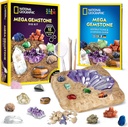 NATIONAL GEOGRAPHIC Mega Gemstone Dig Kit – Dig Up 15 gemme reali e cristalli, Kit di scienza per bambini, Gem Digging Kit, Regalo per ragazze e ragazzi, Mining Kit, Rock Collection