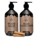 Striking Viking Beard Care Set (Sandalwood) - Paraben & Sulfate Shampoo gratuito con olio Jojoba - Deep Clean per tutti i tipi di cuscinetto (10oz per bottiglia)