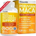 PrimeMD 19-in-1 Peruvian Maca Root Capsule - 9125 mg Ashwagandha Integratori con Maca Fenugreek e Ginseng per Mood, ormone & Performance Support (120 capsule)