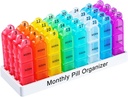 Zoksi organizzatore mensile di pillole 3 volte al giorno, un mese organizzatore di scatole di pillole Morn-Noon-Eve, 30 giorni caso di pillole per il viaggio, 31 giorni organizzatore di medicina con 32 scomparti rimovibili per tutte le medaglie