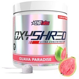 EHP Labs OxyShred Pre Workout Powder & Shredding Supplement - Polvere pre-allenamento con L Glutamina & Acetyl L Carnitina, Energy Boost Drink - Guava Paradise, 60 Serve