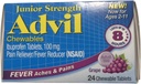 Advil Junior Chewable Ibuprofen Tablets, Uva 100mg, 24 compresse Ogni (Pack of 4)