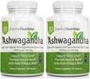 Herbal Nutrition Organic Ashwagandha 1300mg Max Strength, Due Bottiglie Pack, 120 Capsule Plus Pepe Nero per Biodisponibilità