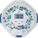 SenyerKare 28-Giorni Dispenser automatico di pillole con allarme e cura di Alzheimer, organizzatore di farmaci w/Easy-Read LCD Display, Sound & Light & Key Alerts for Medicine, Vitamine, Supplementi, Lid trasparente