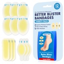 Dr. Frederick's Original Better Blister Bandages - 12ct - Water Resistant - 40% Più Cuscino - Panni idrocolloidi per Piede, Punta, & Heel - Blister Pads for Prevention & Recovery - Variety Pack