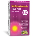 Fattori naturali, Vitamina B12 Methylcobalamin 1000 mcg, Chewable Support for Energy and Immune Health, Vegetariano, Gluten Free, 90 compresse (90 porzioni)