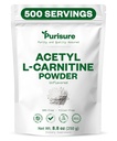 Polvere di L-carnitina dell'acetil sicuro, 250g, polvere di ALCAR, supplemento di aminoacidi, supplemento di L-carnitina dell'acetil per una migliore prestazione cognitiva e resistenza muscolare, senza glutine, non OGM, 500 Servings