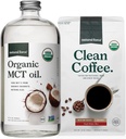 Natural Force Organic Ground Clean Coffee + Organic MCT olio Bundle – 100% Pure Coconut MCTs & Mold & Mycotoxin Free Coffee – Non-GMO, Keto, Paleo e Vegan - 10 Oz Bag e Bottiglia di vetro da 32 Oz