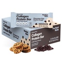 Perfect Collagen Protein Bars, Gluten Free Grass Fed Collagen + MCT Olio, Carbo basso, Senza zucchero Aggiunto, Spuntini ad alta proteina, Alimenti di dieta Keto, Proteine 11g, Grasso 18g, Carbi netti 3g, Chip al cioccolato, 12 bar