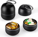 Zannaki Piccolo Portatile Portachiavi scatola singola portachiavi - Metal Daily Travel Pill Organizer Case, Portacandele impermeabile, Porta contenitore per supplemento di vitamina di medicina carina per tasca o per borsa, Nero