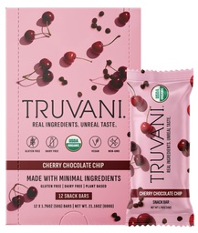 Truvani Plant Based Snack Bars | Cherry Chocolate Chip 12 Pack | 5g Protein | USDA Organic and Vegan | The Only Bar | Dairy, Soy e Gluten Free | Individually Wrapped