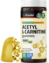 BIO KRAUTER Acetyl L Carnitina Gummies - 1500 mg di resistenza - 90 Vegan Chews - Aminoacido Acetil L Carnitina Supplemento - Pectin-Based, Non OGM