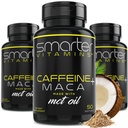 (3 Pack) Pillole energetiche più intelligenti, 200mg Caffeina e Coconut MCT Olio con Radice Maca, 150 Liquid Softgels