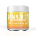 BrainJuice Nootropics Brain Support Supplemento, Polvere senza glutine per energia e messa a fuoco, Bere Mix con L Theanine, Alpha GPC, Vitamina B, Estratto di tè verde biologico Caffeina, Peach Mango, 15 Serve