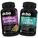 DR. BO Adrenal Support & Colon Cleanse Supplements - Supplemento di fatigue surrenale con Ashwagandha & L Tyrosine - 15 giorni Pillole detergenti Intestinali per il supporto del movimento del tassello & Gut Stomach