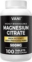 Citrato di magnesio 500MG 100 compresse- Vegan sicuro, alto assorbimento