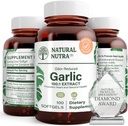 Integratore naturale dell'olio d'aglio di Nutra Odorless, pillole organiche per aumentare la salute del cuore e della pelle, migliorare il sistema immunitario, ridurre il problema ciclico, mantenere l'olio grasso del corpo, Allium Sativum 500mg, 100 Softgels