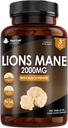 Leaf Prodotti Lions Mane Mushroom Extract Supplemento 2000mg - 180 compresse vegane ad alta resistenza con pepe nero - (non polvere o capsule) Made in The UK