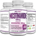Nicotinamide 500mg con Resveratrolo 100mg - 120 capsule vegetali - Vitamina B3 pillole di supplemento per sostenere NAD, Salute e Energia delle cellule della pelle