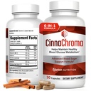 CinnaChroma Capsules - Integratori di cannella con 10:1 Estratto, Cromo, Vanadium, Selenio, Vitamina D3 & K2 - Blocco di zucchero naturale - 30 Capsule, 1 Mese di Alimentazione