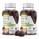 VITEEY Iron for Kids with Vitamin C - Supporta energia, Formulazione delle cellule del sangue, Integratori di ferro per bambini del costruttore di sangue - Vegan, Gelatin Free, Gluten Free - Tasty Chewable Grappeto
