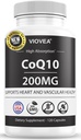 CoQ10 - Made in USA, 120 capsule, 200 mg (4 mesi di alimentazione), Ultra High Absorption Coenzyme Q10 Supplemento - Antiossidante per cuore, Salute Vascolare e Boost di energia