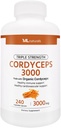 ML Naturals Triple Strength Cordyceps 3000 Realizzato con Cordyceps organici, 240 capsule vegetali. Supporto Immune sano, non OGM, NSF-Certified & cGMP-Compliant Laboratorio di terze parti testato.
