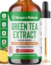 Estratto di tè verde 10:1 50% EGCG - Gocce liquide tè verde - Vegan, 4X Più potente di pillole e capsule - 2oz Antiossidante & Integratore immunitario - Pelle, Supporto cardiaco, Salute e Memoria del cervello
