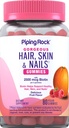 Piping Rock Hair Skin and Nails Vitamins | 80 Gummies | 2500 mcg di Biotin | Donna Multivitamina | con Vitamina C ed E | Frutta Flavor | Non OGM, Gluten Free Supplement