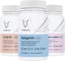 Vitruvin Sport Recovery (Apigenin 2 x 50mg, COQ10 200mg, Resveratrolo 500mg) Vegan, Non OGM, Gluten-Free, Gelatin-Free.