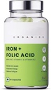 Ferro + Acido Folico Supplemento con Zinco, Vitamina C & Vitamina B12 | 60 Veg Capsule | Supporti, Immunità ed Energia | Migliora l'assorbimento di ferro
