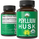 USDA Organic Psyllium Husk Vegan Capsule Realizzati con Organic Psyllium Husk Seed. Supplemento fibra per Gut. Prebiotici Digestivi. Pillole per Digestione, Roughage Senza Bloating. Tavole