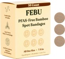 Bandaggi in tessuto Eco-Friendly Bamboo FEBU | Bandages PFAS Free per Scrapes & Cuts | Bandage in tessuto flessibile | Bandage completamente compostable, Latex Free Bandage | 50 Count Spot