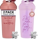 [2 Pack] 28oz Shaker Bottiglia con citazioni Motivazionali (Rose &Lavender) | Bottiglia di Shaker Proteine con Agitatori Mixer | Flacone frullatore per Miscele Proteine Pack è BPA Free e Lavastoviglie Safe