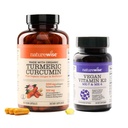 Curcumina naturale curcumina curcuma 2250mg con BioPerine & Vegan Vitamin K2 MK-7 100mcg e MK4 500mcg - 180 Count & 90 Softgels