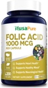 NusaPure Folic Acid 1000mcg 200 Caps Veggie (Non OGM, Vegetariano, Gluten Free)