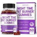 Di notte Fat Burner Gummies (60 conte) Perdita di peso & Metabolismo - Sugar-Free - Delicious Raspberry Flavored Melatonin Supplement Gummies - Vegan Safe - Terze Parti testate - Made in USA