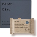 ProMix Nutrition Protein Puff Bars - Blueberries & Cream - Marshmallow Crispy Treat - Great Tasting & Healthy On The Go Snack - High Protein & Low Calorie - Free From Gluten, Soy, & Corn - 12 Bar