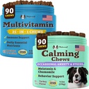 Natural Dog Company Multivitamin e calmante supplemento Bundle, Nutrienti giornalieri e Ansia sollievo per cani, Support Joint Health, Skin & Coat, Ridurre lo stress dal rumore & viaggio, Vitamine essenziali
