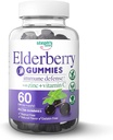 Gummie di sambuco con vitamina C e zinco - Gummie di sambuco Immune Booster per adulti e bambini - Ingredienti naturali vegani Difesa Multivitaminici con supporto antiossidante (60 Gummies)