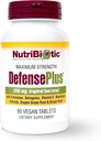 NutriBiotic – DefensePlus, 90 compresse - 11 in 1 Supporto immunitario con vitamina C, Zinco, Estratto di semi di pompelmo, Echinacea, Astragalus Root & Immune Boosting Extract & Mushrooms - Vegan & Gluten Free