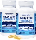 Oceanblue Professional Omega-3 2100 con vitamina K2 e vitamina D3-60 Count 2 Pack- Tripla resistenza Burpless Fish Oil Supplemento con EPA, DHA & DPA - Wild Caught - Arancione Flavor, 60 Serve