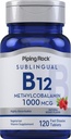 Piping Rock Vitamina B12 1000 mcg Sublingual | 120 compresse | come metilcobalamin | Berry Flavor | Vegetariano, Non OGM, Gluten Free Supplement