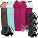 GOMOYO Fitness Bundle - 4-Pack Shaker Bottiglie con Agitator + 5-Pack Protein Funnels con Carabiner, BPA-Free & Lavastoviglie Sicuro