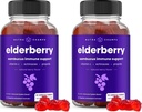 NutraChamps Elderberry Gummies con vitamina C, Propolis & Echinacea - Sistema immunitario Supporta le vitamine della pancia per adulti e bambini - Max Strength 200mg Sambucus Antiossidante (Pack of 2)