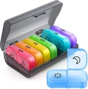 Organizzatore settimanale ZIKEE 2 volte al giorno con lo stesso disegno di apertura, AM PM Pill Box 7 giorni con 7 casi di pillole staccabili per il viaggio, Large Pill Holder per farmaci, vitamine e oli di pesce